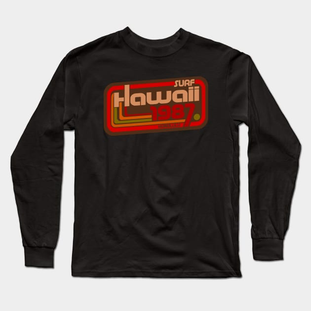 Hawaii Honolulu vintage eighties 80s surf logo Long Sleeve T-Shirt by SpaceWiz95